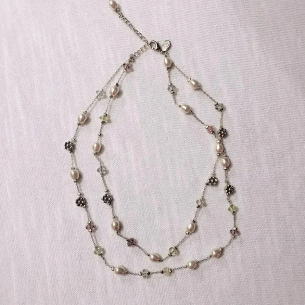 Delicate vintage style beaded 2‎ tier necklace